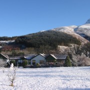 Riverbank Holiday Cottages and a fresh winter snowfall.